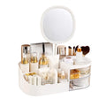 DASITON Makeup Organizer with Rechargeable LED Mirror, 2 Drawers, Large Capacity - White