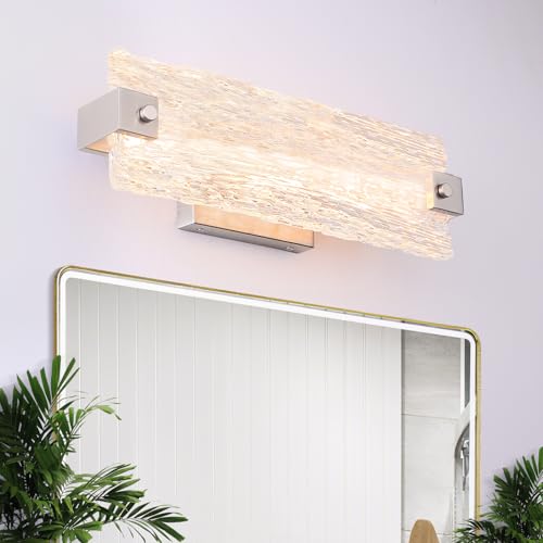 16.5-Inch Nickel Modern LED Bathroom Vanity Light Fixture Over Mirror - 10W, Dimmable, Removable Cover