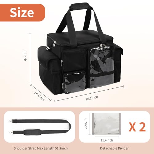 Large Hairstylist Traveling Bag, Hair Tool Organizer with Removeable Dividers, Hairdresser Hair Tools Travel Bag with Multi Pockets, Professional Makeup Artist Bag with Shoulder Strap