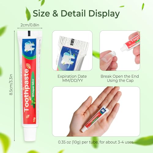 Kocpudu 200-Pack Travel Toothpaste Bulk, Mint Flavor, 10g Mini Tubes