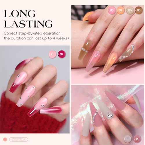 Poly Nail Gel Extension Kit with UV Light & Drill - 15 Colors, Starter Set (16ml)