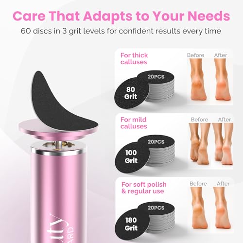 Electric Foot Callus Remover Tool with 60 Sanding Discs & Adjustable Speed – Professional Foot Grinder for Exfoliation