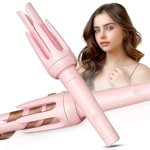 BILITOK Auto Hair Curler Pink - 4 Temp & 3 Timer, 360° Anti-Tangle