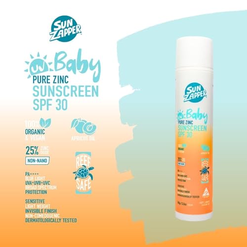 Sun Zapper Baby Zinc Sunscreen SPF 30 Natural Broad Spectrum 100g Pump
