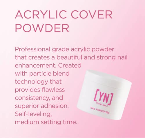 Young Nails Pink Acrylic Cover Powder - Self-Leveling Nail Extension, 85g, Professional Grade