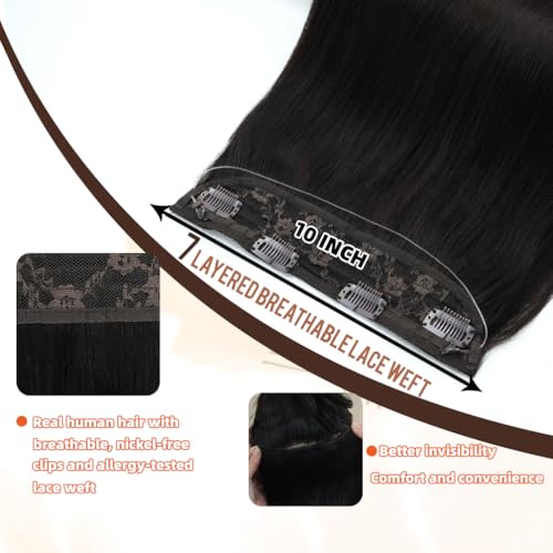 Ash Brown 12 Inch Real Human Hair Invisible Wire Clip-In Extensions - 70G