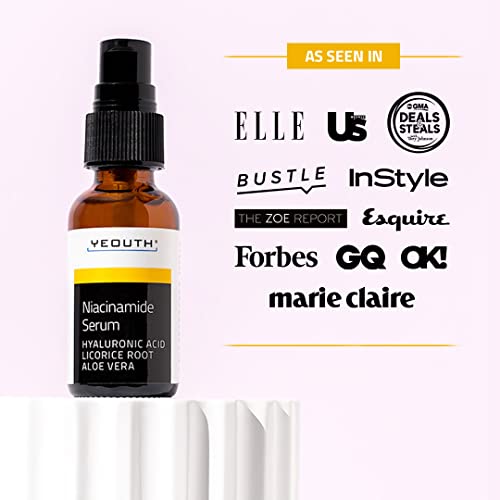 YEOUTH Niacinamide Serum for Face 10% with Hyaluronic Acid and Aloe Vera, Hydrating B3 Skin Care Face Serum for Women and Men, Hydrating Skincare Enhances the Look of Even-Toned Skin 1oz