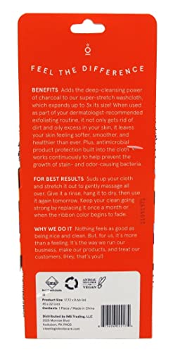 Charcoal Exfoliating Wash Cloths - Stretchy Back & Body Cleansing (Pack of 2)