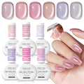 3-6 Color Glass Series Sheer Nudes Pink Cat Eye Gel Polish Set - Long-Lasting, Magnetic Shine