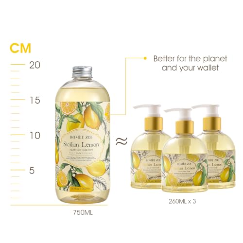 Liquid Hand Soap Refill Lemon 26 Fl Oz Pack of 3 | Plant-Based & Moisturizing