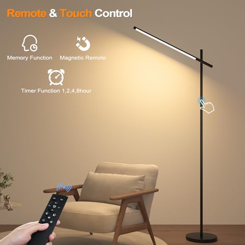 Nintiue Black LED Corner Floor Lamp - 360° Rotating Head, Dimmable 3000K-6000K, Remote Control, 67