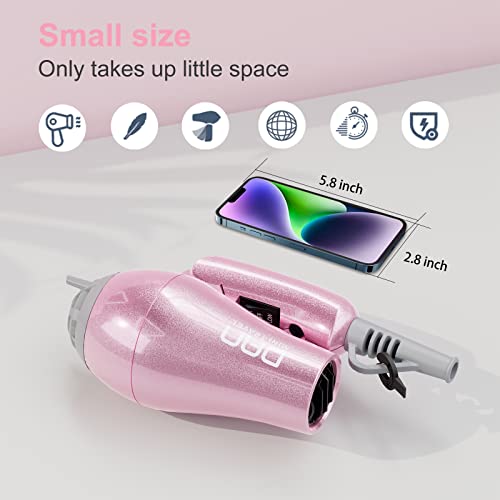 DAN Technology Pink Travel Hair Styling Set with Mini Flat Iron, Curling Iron & Dryer