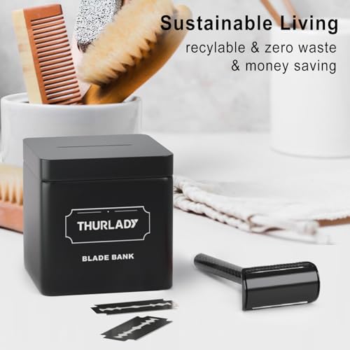 Matte Black Safety Razor - Single Blade Razors for Men - Reusable Metal Razor, with 5 Stainless Steel Double Edge Blades, Smooth Close Shave, Sustainable, Plastic Free