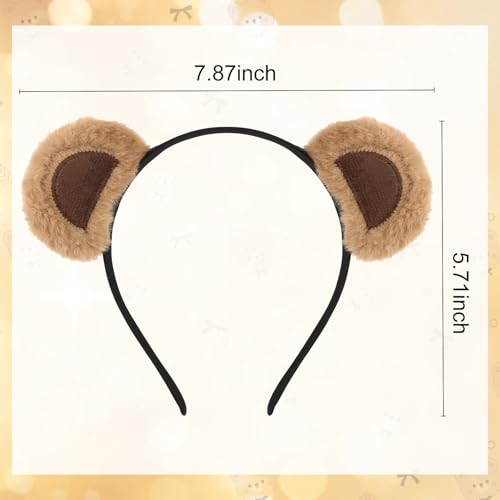 YARIEW 12pc Bear Headbands - Plush Bear Ears Hairbands with Style D
