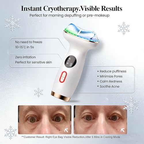Cold Heat Facial Massager,7 Color Red Light Therapy Face Neck Lift Sculpt Device,Hot Electric Gua Sha Tool & Cooling Depuffing Wand,for Skin Care,Contouring,Firming