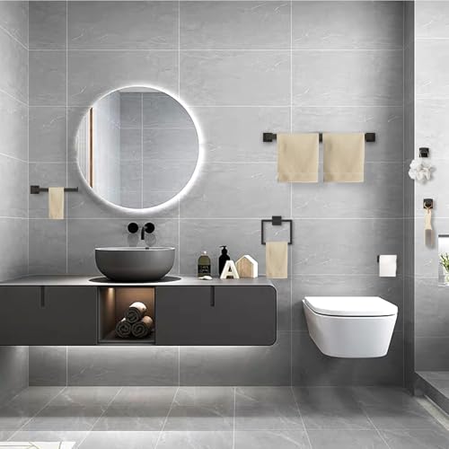 20-Piece Matte Black Bathroom Accessories Set with 23.6-Inch Towel Bar - Durable Stainless Steel