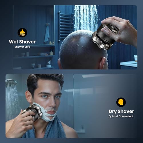 Black 7D Head Shaver for Bald Men with Travel Case - Electric Razor