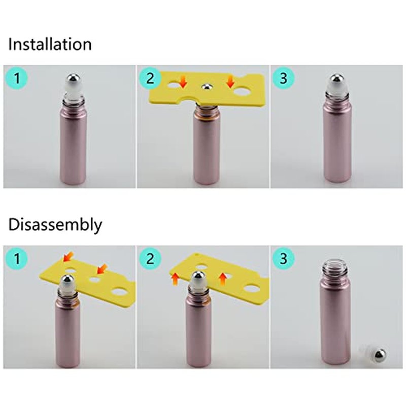 8PCS 10ml Rose Gold Frosted Glass Essential Oil Roller Bottles Leak Proof Glass Bottle with Stainless Steel Balls and Anodized Aluminum Screw Cap for Perfume & Aromatherapy Oils