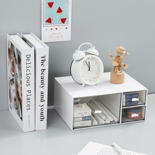 MILULUGO 4-Drawer Desk Organizer Makeup Storage Box for Cosmetics & Jewelry