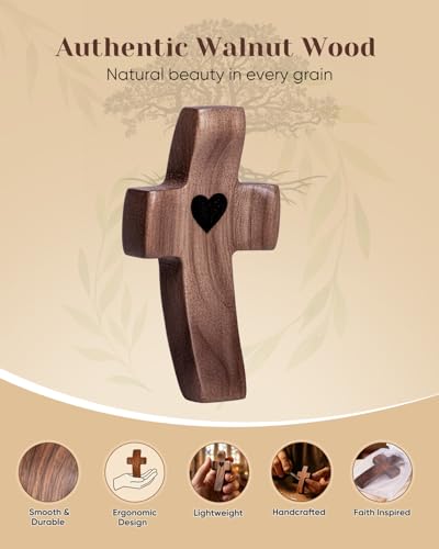Brown 100-Pack Wooden Cross Fidget with Organza Bags - Handmade Pocket Prayer Cross