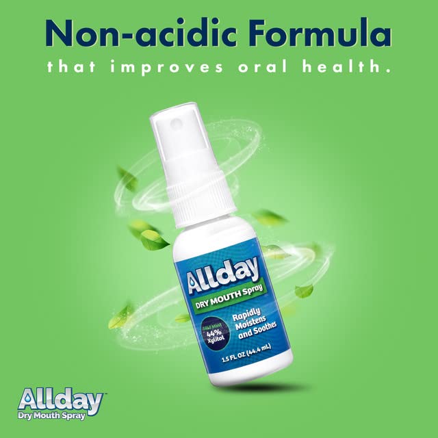 Allday Dry Mouth Spray Max Strength with Xylitol - 1.5 Fl Oz Pack of 8