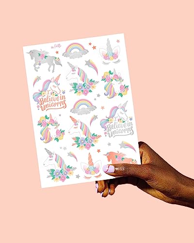 Unicorn Temporary Tattoos Party Favors - 26 Styles, 8.25 x 6 Inches Pack of 3