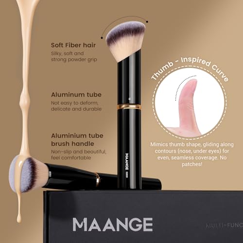 MAANGE Makeup Brushes 16Pcs Professional Foundation Powder Blush Contour Eyeshadows Double-End Makeup Brushes Set with Bag and Gift Box-Black