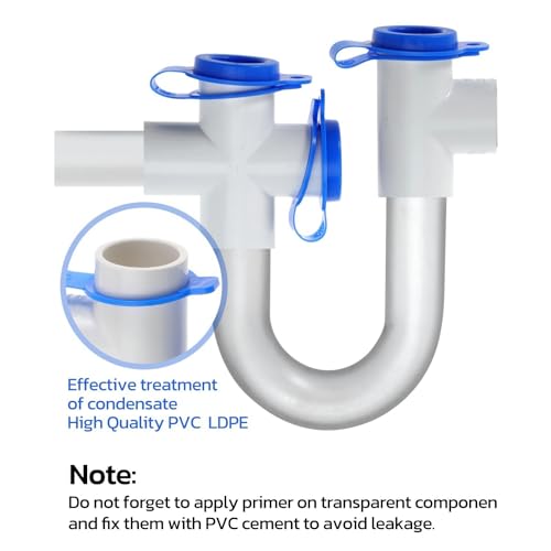 10 Pack 3/4" PVC Condensate Trap with 21" Flexible Cleaning Brush for HVAC Drainage
