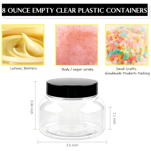 24 Pack 8 oz Plastic Jars with Lids - Tuscany Style Refillable Containers
