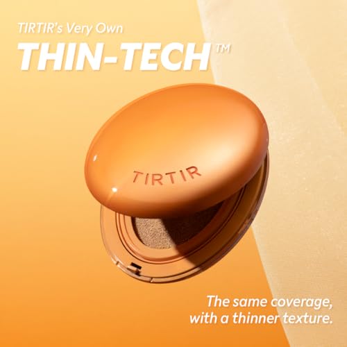 TIRTIR Mask Fit Ai Filter Cushion Foundation | AI-Like Semi-Matte Finish - Up to 72-Hour Medium to Full Coverage Korean BB Cushion Make up Beauty, #23N Sand, 0.63 Fl Oz (Pack of 2)