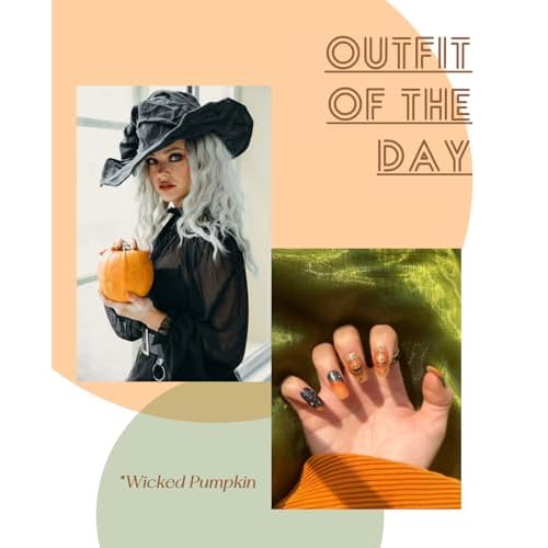 Semi Cured Gel Nail Strips, 20 pcs Nail Wraps, Glaze Stickers, Salon Quality French Manicure, Full Decal Gel Polish Strips, Long Lasting SCG, Easy on, UV Required (Wicked Pumpkin)