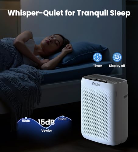 VEWIOR White Large Room Air Purifier with Washable Filter, 3000 ft² Coverage