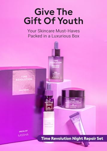Night Repair Set - MISSHA Time Revolution 5X Ampoule, Cream & Essence - Rejuvenating Skincare