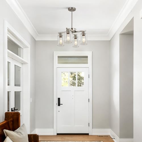 Nickel 4-Light Modern Glass Pendant Chandelier - D18 Variation