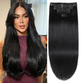 TOHASI Jet Black 1# 20-inch Human Hair Clip-in Extensions 8pcs Seamless Brazilian