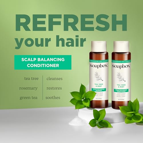Soapbox Tea Tree & Mint Conditioner for Dry Scalp - 33.8 oz, Refreshing Hair Care