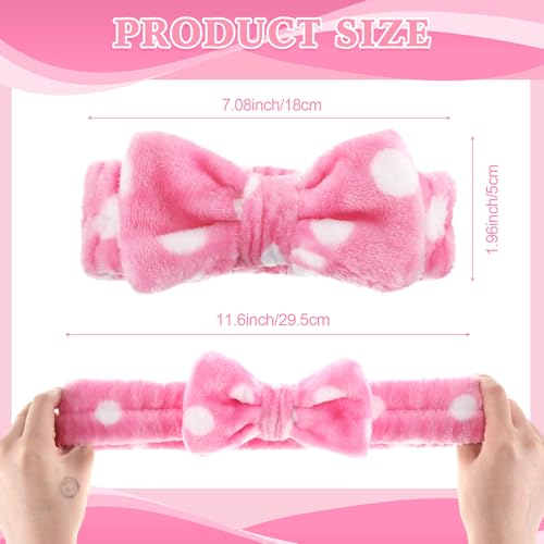 Pink Spa Headbands Bulk Dots Style with Removable Bow - 50 Pcs