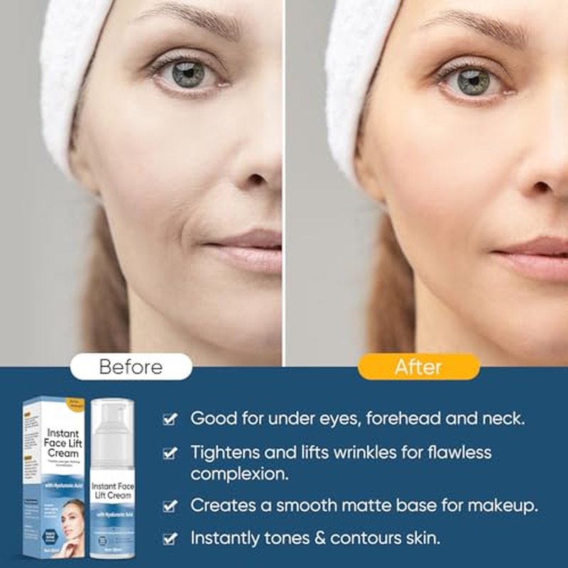 ARIOS Instant Face Lift Cream, Temporary Skin Tightening Cream with Hyaluronic Acid, Smooth Appearance & Hide Loose Sagging Skin, 1.7 Ounce (Pack of 1)