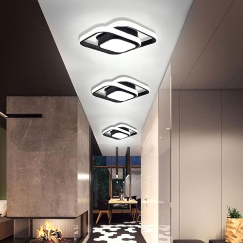 Motion Sensor LED Ceiling Light 36W Black Modern Flush Mount Indoor Fixture