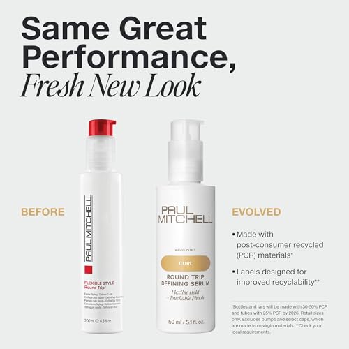 Paul Mitchell Round Trip Defining Serum, Flexible Hold, Touchable Finish, For Curly + Wavy Hair, 5.1 fl. oz