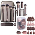 BS-MALL Professional Makeup Brush Set With Portable Case Triangle Puff 14 Pcs for Liquid, Cream, and Powder
