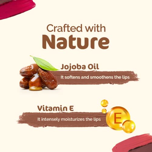 MAMAEARTH Soft Matte Long Stay Lipsticks with Jojoba Oil & Vitamin E for 12 Hour Long Stay - 03 Grape Wine - 3.5 g