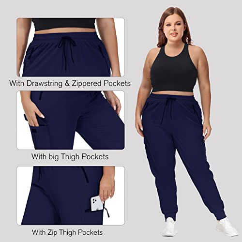 SEKINO Women's Plus Size Navy Cargo Pants - Lightweight Quick Dry Hiking Joggers 3X