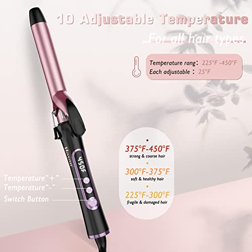 Hoson 1 Inch Curling Iron Dual Voltage Rose Gold for Loose Curls
