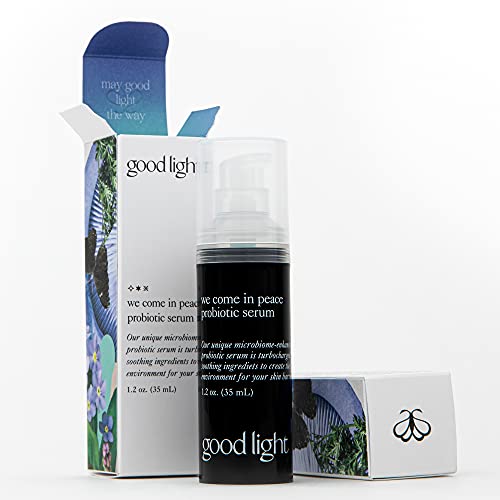 good light We Come in Peace Microbiome Serum. Brightening Face Serum with Probiotic Extract, Bakuchiol, & Blue Tansy. Hydrating, Soothing, Anti Aging, Dark Spot Treatment (1.2 fl oz)