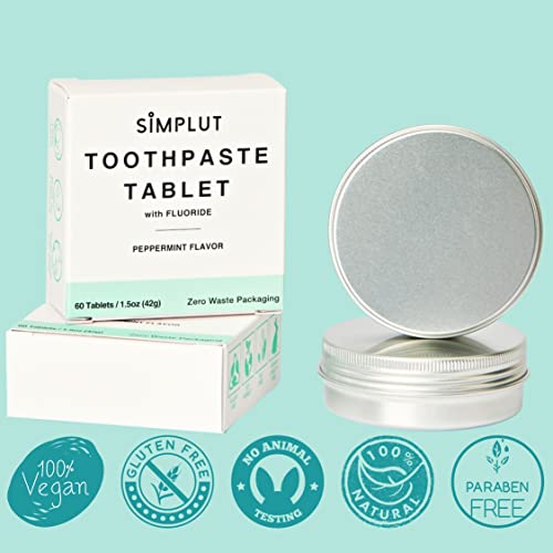 Chewable Toothpaste Tablets with Fluoride 150 Pack - Travel Eco-Friendly Vegan Mint