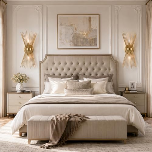 Brass Starburst Vanity Wall Sconce Light Mid-Century Style - YUBOLE