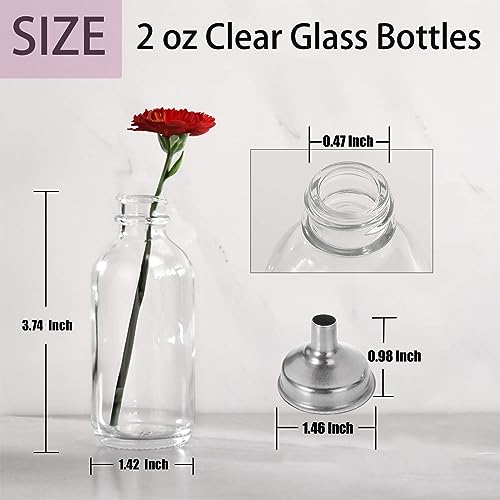 White 24-Pack 2oz Glass Ginger Shot Bottles with Caps & Funnels