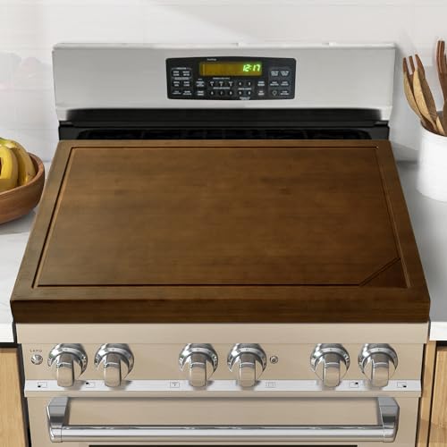 Walnut Bamboo Noodle Board Stove Cover - 30 x 22 Inches, Raised Cutting with Legs