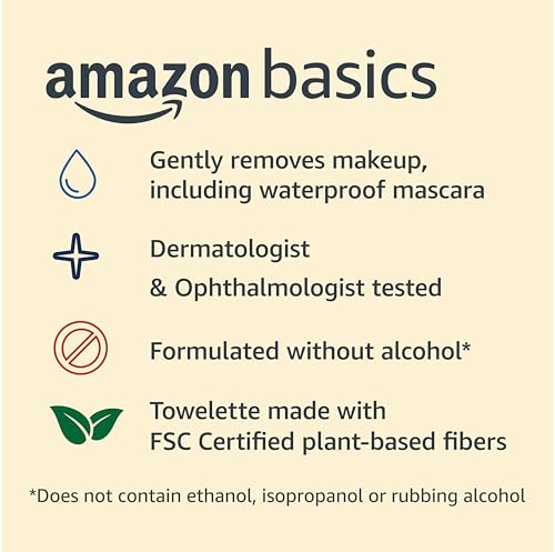 Makeup Remover Wipes - Fragrance-Free, Alcohol-Free, Gentle Cleansing, 25 Count, Pack of 6